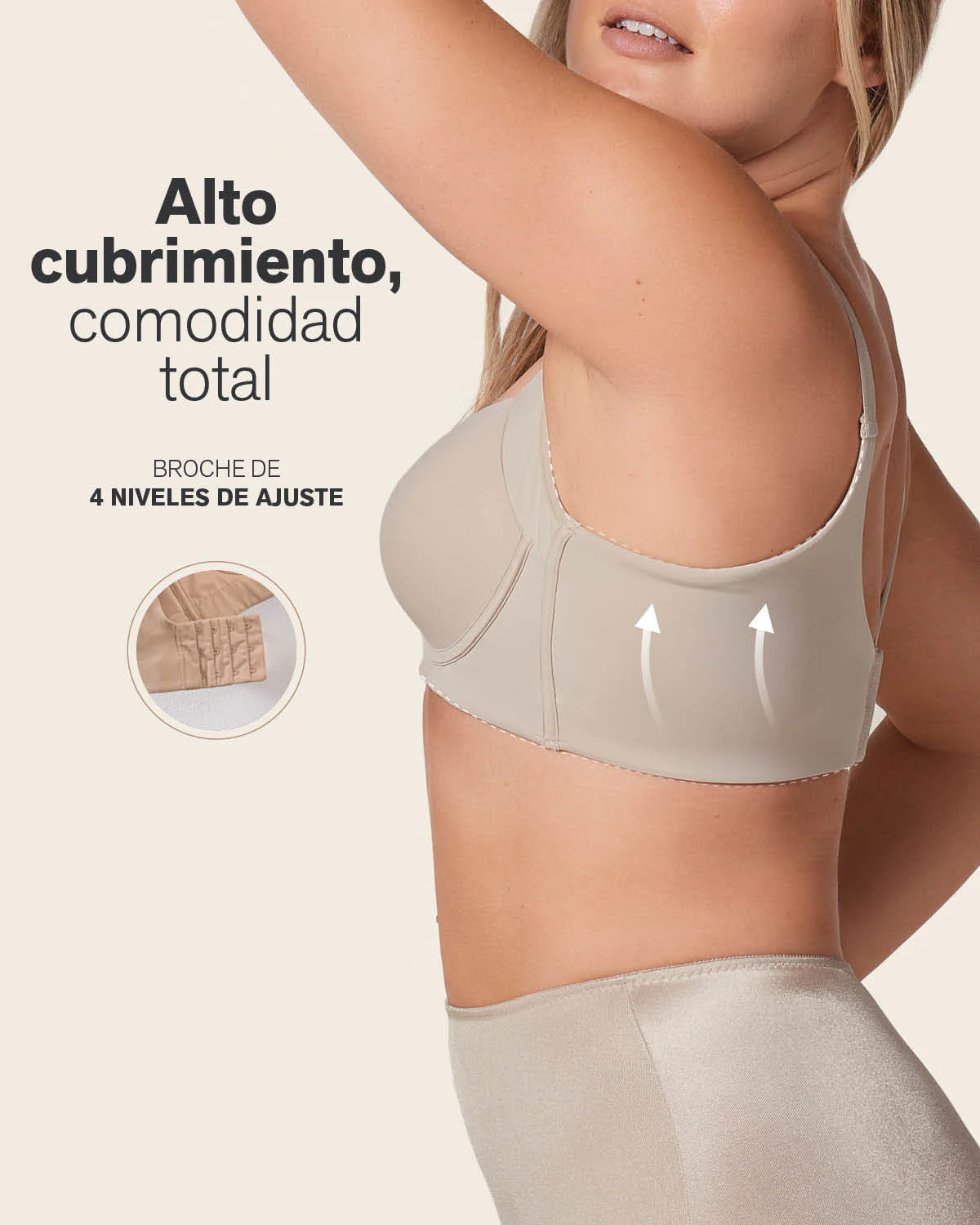 Brasier de cubrimiento alto en sisa y espalda Cover Bra - Image 5