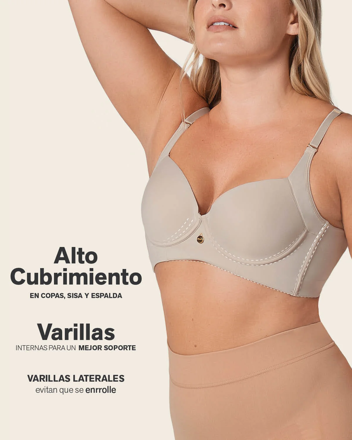 Brasier de cubrimiento alto en sisa y espalda Cover Bra - Image 6